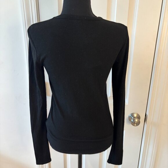 Splendid Isabella Shimmer Rib Top in Black Long Sleeve Crewneck - Size S - NWT - Picture 2 of 7